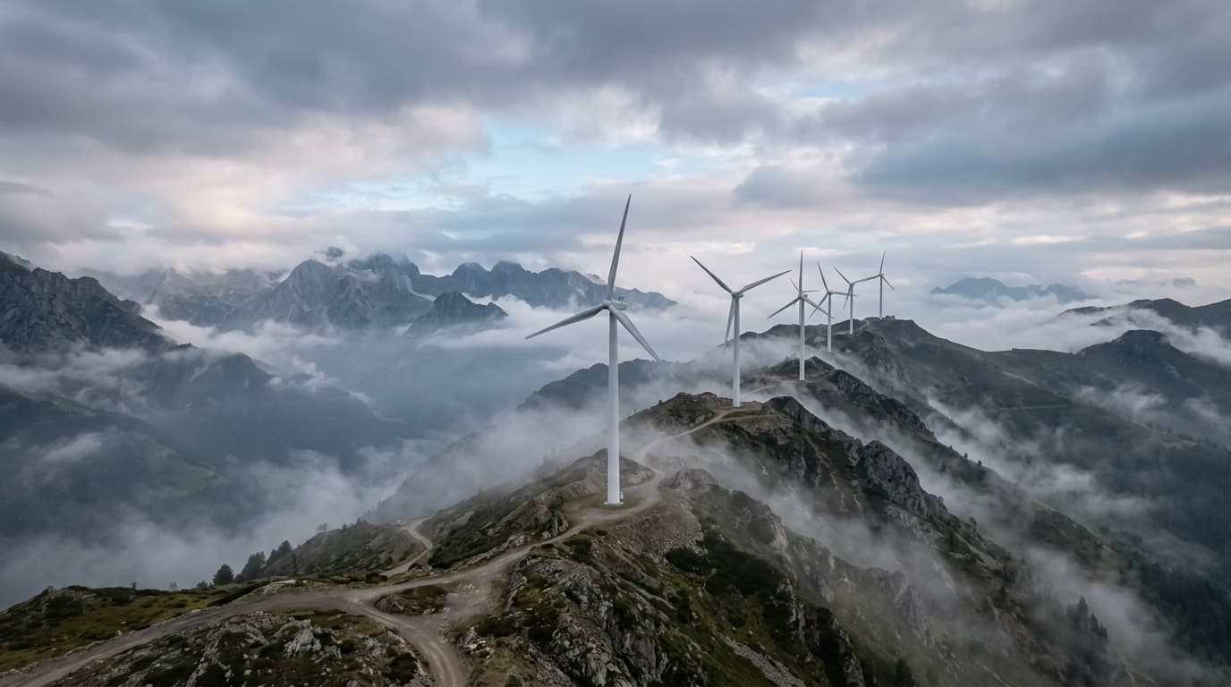 FutureGrid Wind Turbines on Mountain Peak